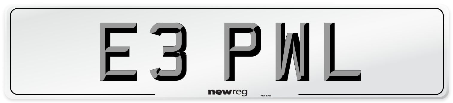 E3 PWL Number Plate from New Reg